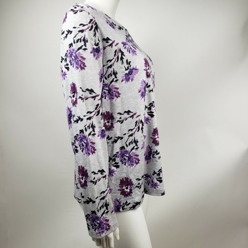 CROFT & BARROW Gray Purple Floral Top XL - Picture 4 of 6